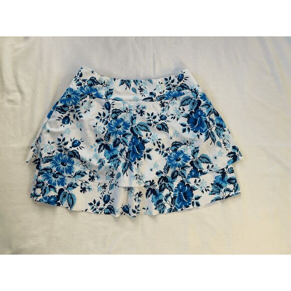 Women's Yoniqui Tankini & Swim Skirt Set, Blue/White, Size Large, Flowers - Picture 7 of 9